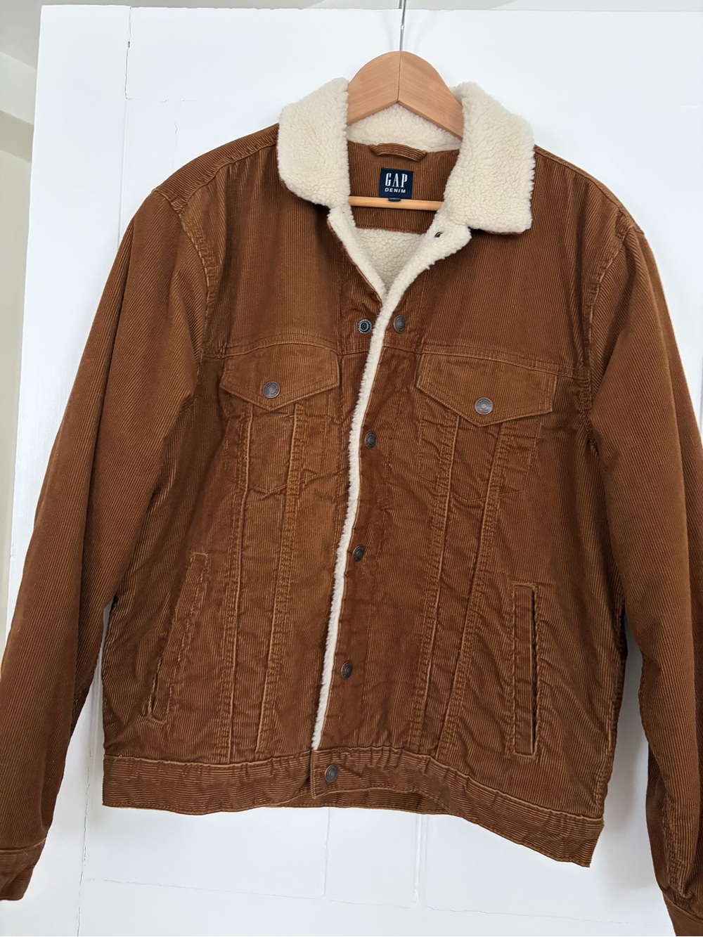 GAP Brown Corduroy Sherpa Jacket with Cream Lining